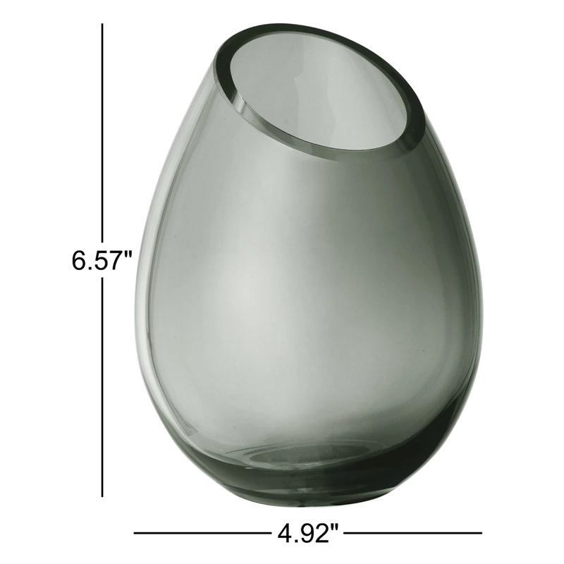 Drop Glass Table Vase, 6.57" H x 4.92" W x 4.92" D, Smoke