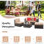 Ensemble de conversation modulaire en rotin 5 pièces avec canapé, coussins, coussins et table en verre-435213768