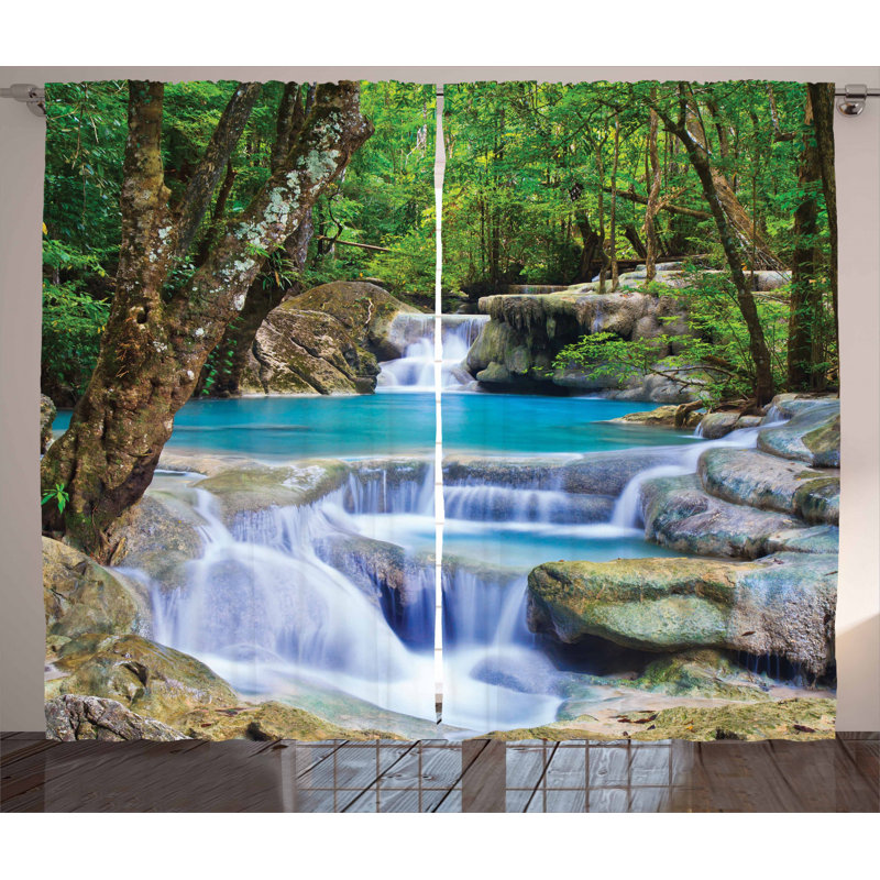 Waterfall Semi-Sheer Rod Pocket Curtain Panels, 54" W x 96" L