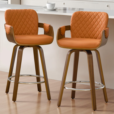 Modern Upholstered Swivel Counter Height Bar Stool