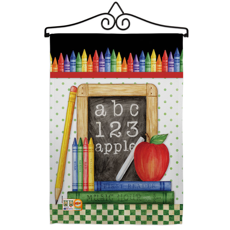 Panneau de craie scolaire à impression décorative à 2 faces en polyester 19 x 13 po ensemble de drapeaux