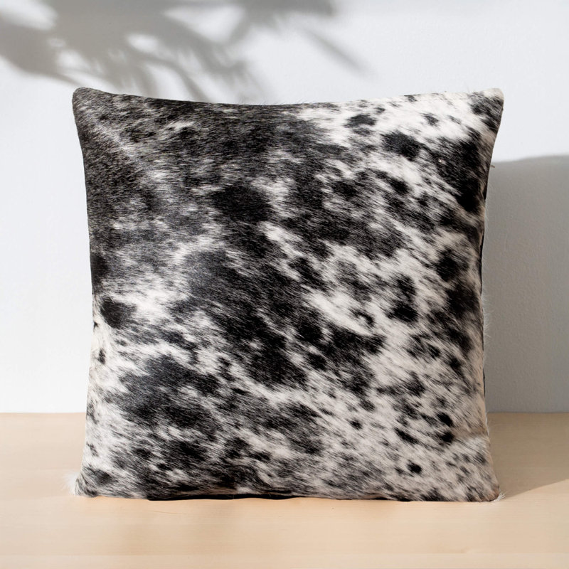 Salt and Pepper Cowhide Throw Pillow