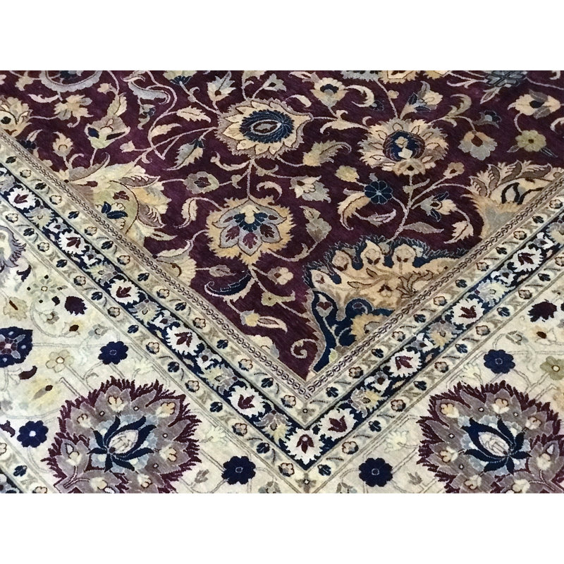 Tapis rouge et beige noué à la main de haute qualité
