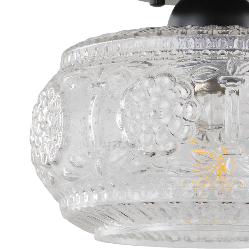 1-Light Flush Mount Ceiling Light with Glass Shade, Polished Brass Finish, Dimmable, E26 Base, ETL Listed