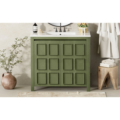 Rangement pour meuble-lavabo 36 po avec lavabo en céramique