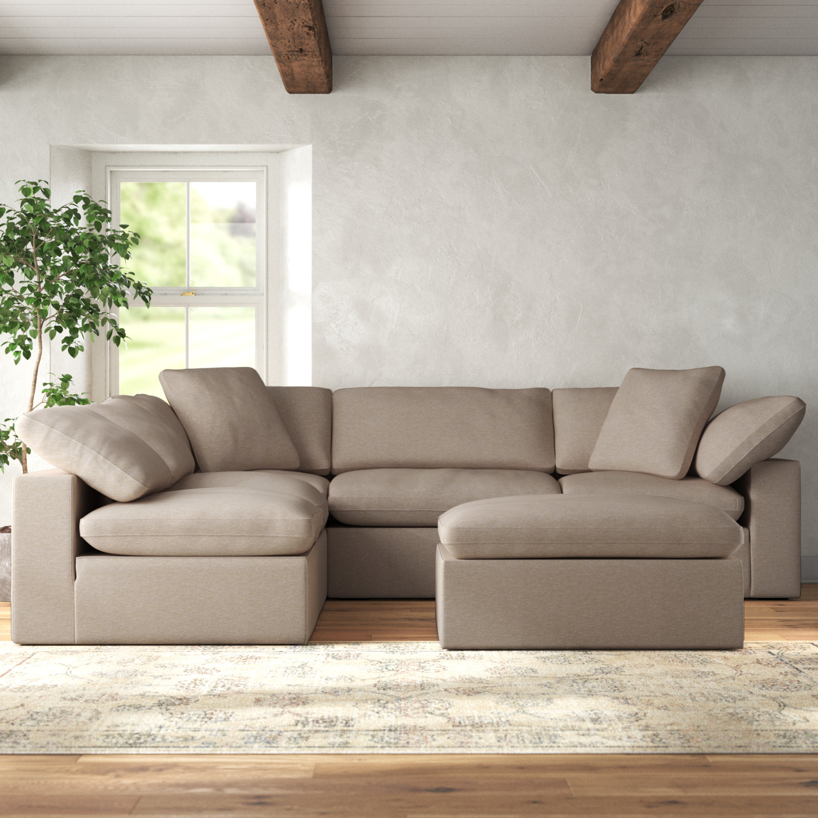 Calana Modular Sectional, Almond Revolution Performance Fabrics, 6 Piece