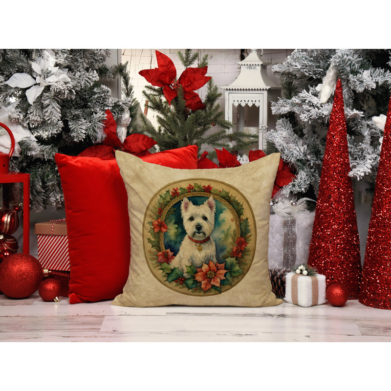 Coussin décoratif intérieur / extérieur en polyester Christmas, Carré, 18 po x 18 po