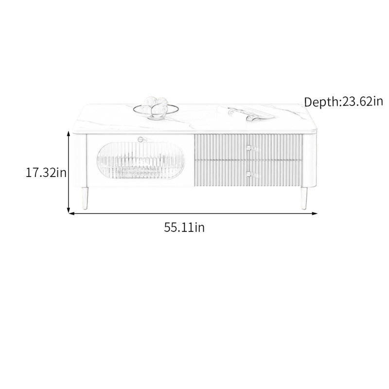 Janeth, Gris/doré, 17.32" H  x 23.62" D x 55.11" W