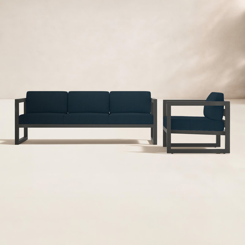 Avion 2 Piece Sofa Set, Spectrum Indigo Sunbrella®, Slate