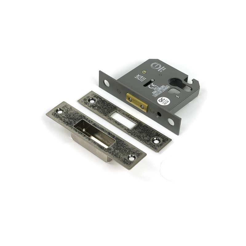 Polished Chrome 3" Euro Profile Dead Lock, Pewter Patina