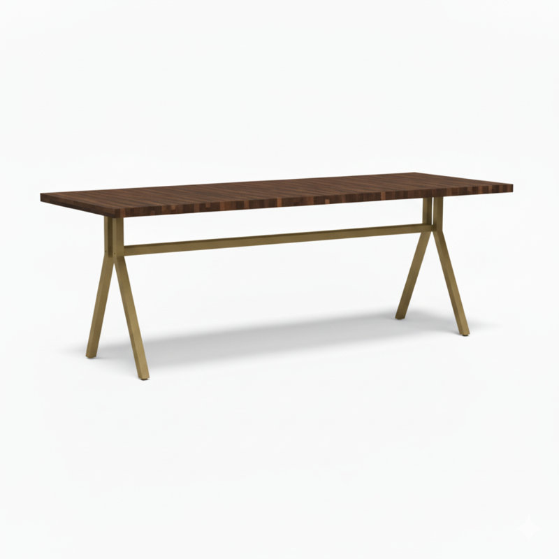 Strut Café Dining Height, 30"H x 84"L x 36"W, Dark Brown Wood, Black