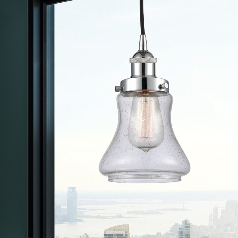 Luminaire suspendu en forme de cloche à 1 lumière Cahuilla, Bullé, Chrome poli