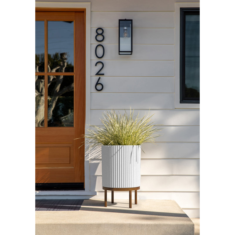 Demi Series Planter with Stand, 22" H x 14.75" W x 14.75" D, White/Brown, 1