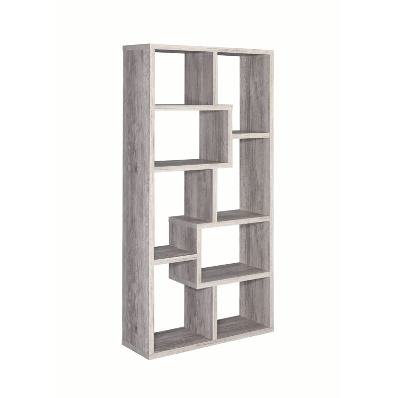 Harkless Geometric Bookcase, Grey Driftwood