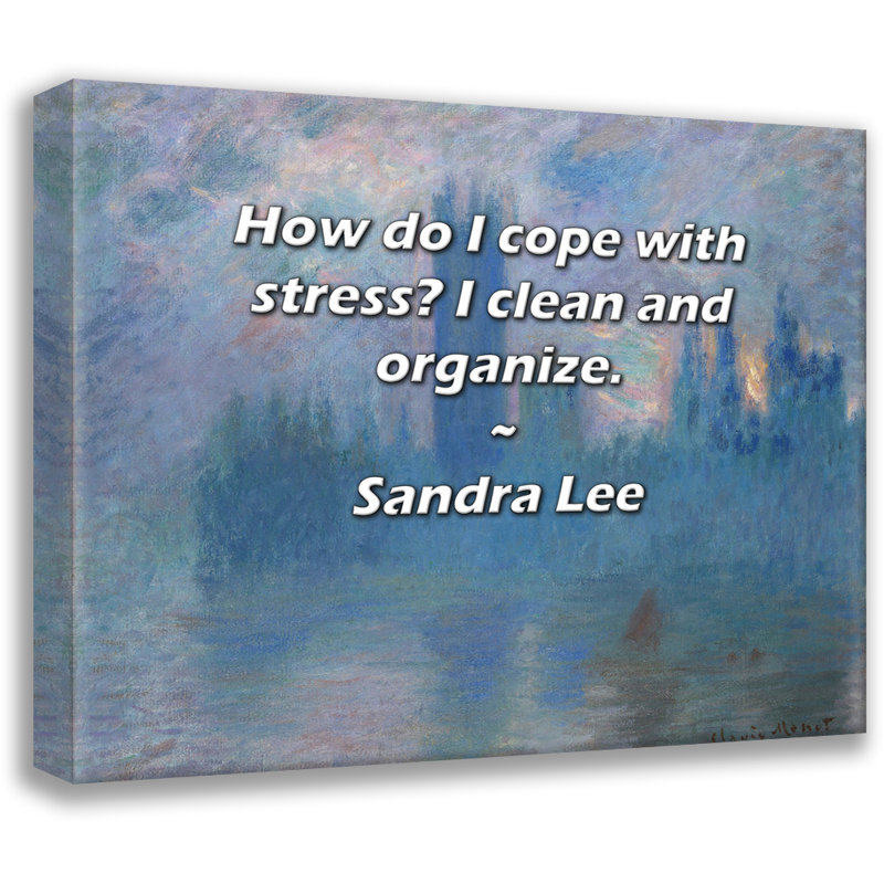 Citation artistique «Comment faire face au stress? Je nettoie et je m'organise.» Toile tendue par Sandra Lee