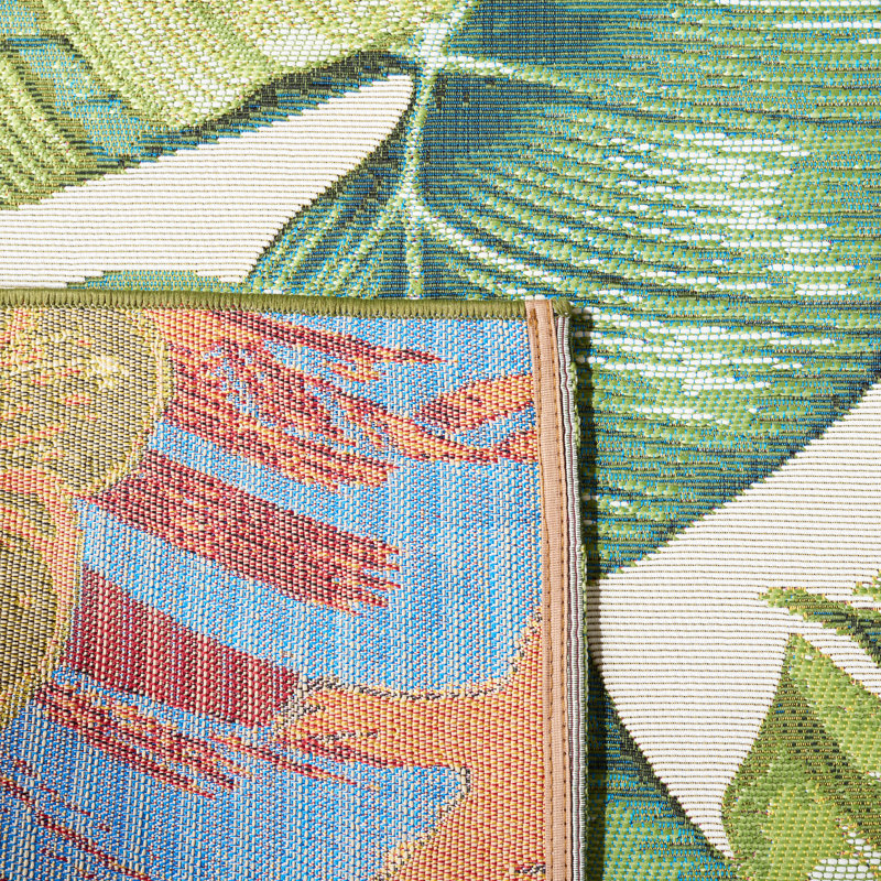 Tapis intérieur / extérieur vert / rose Tamera 596, Rectangle 5 pi 3 po x 7 pi 6 po