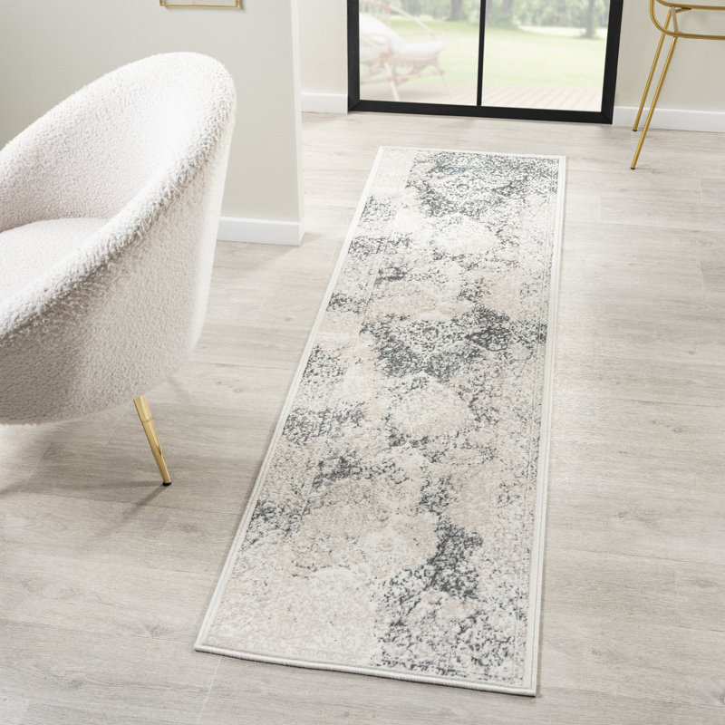 Tapis gris / turquoise Myloh, Tapis de couloir 2 pi x 7 pi