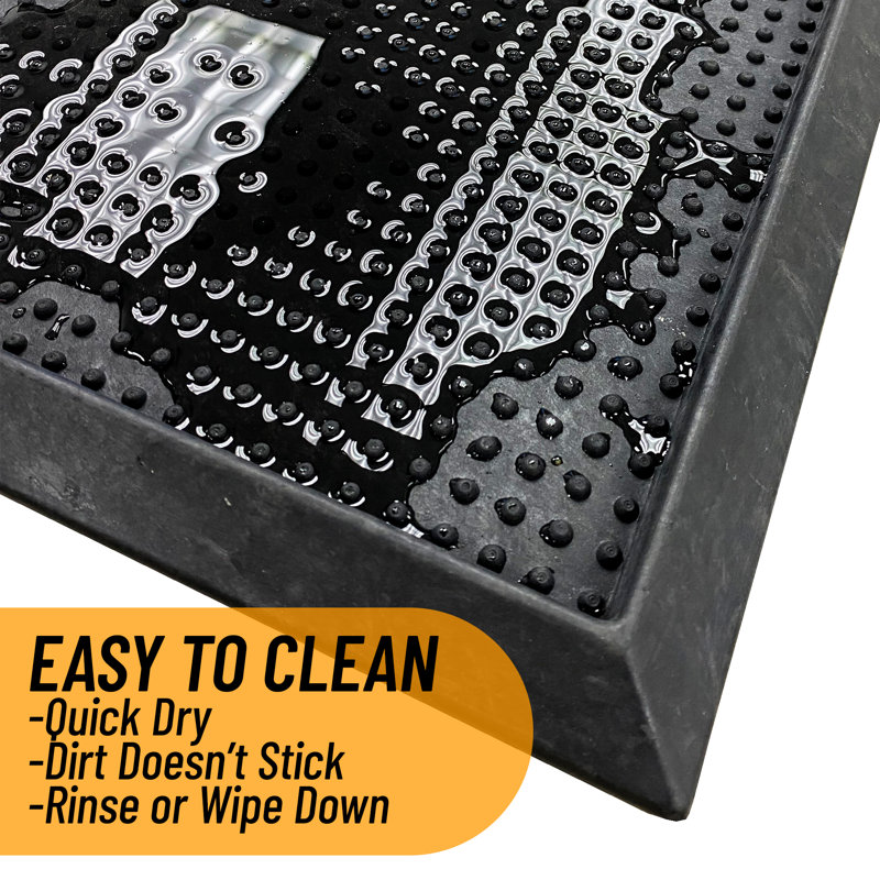 Black Rubber Non-Slip Outdoor Doormat and Boot Tray