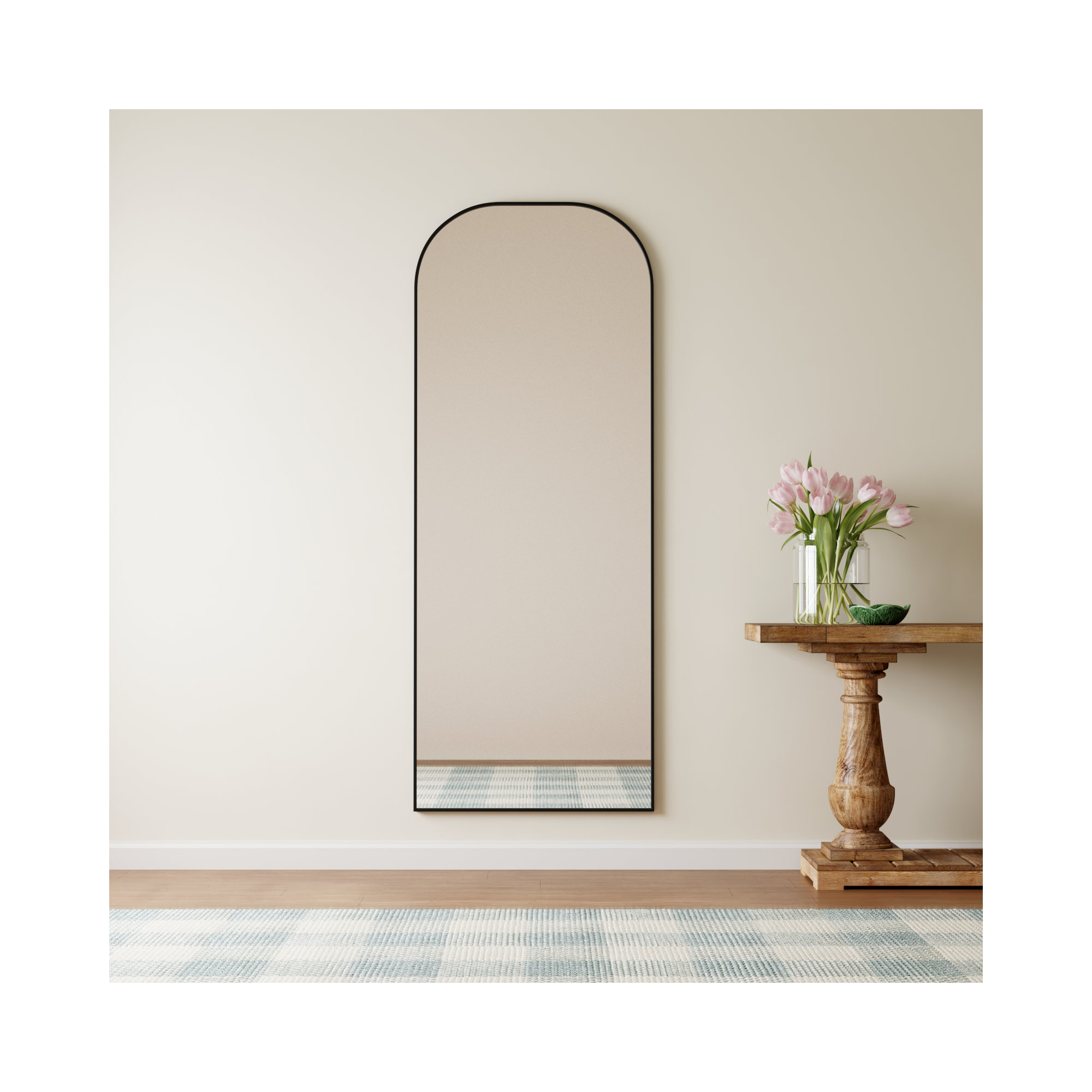 Sabine Metal Wide Arch Wall Mirror, 74" x 28", Black