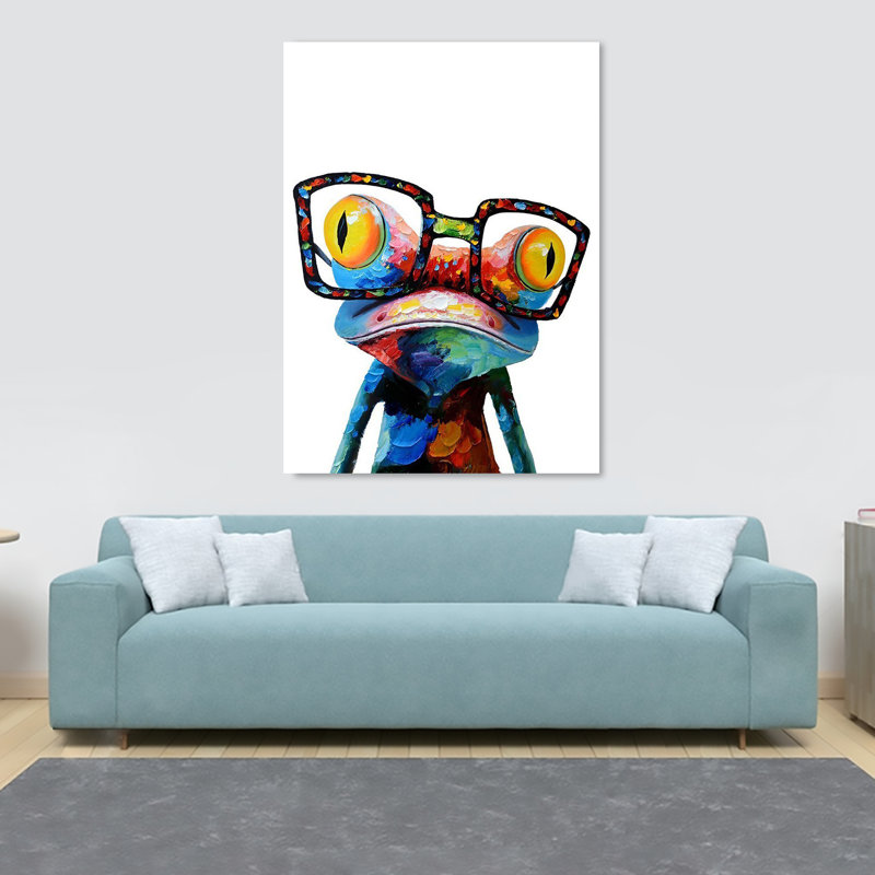 Frog With Glasses - Wrapped Canvas Print, 41cm H x 61cm W x 3.8cm D