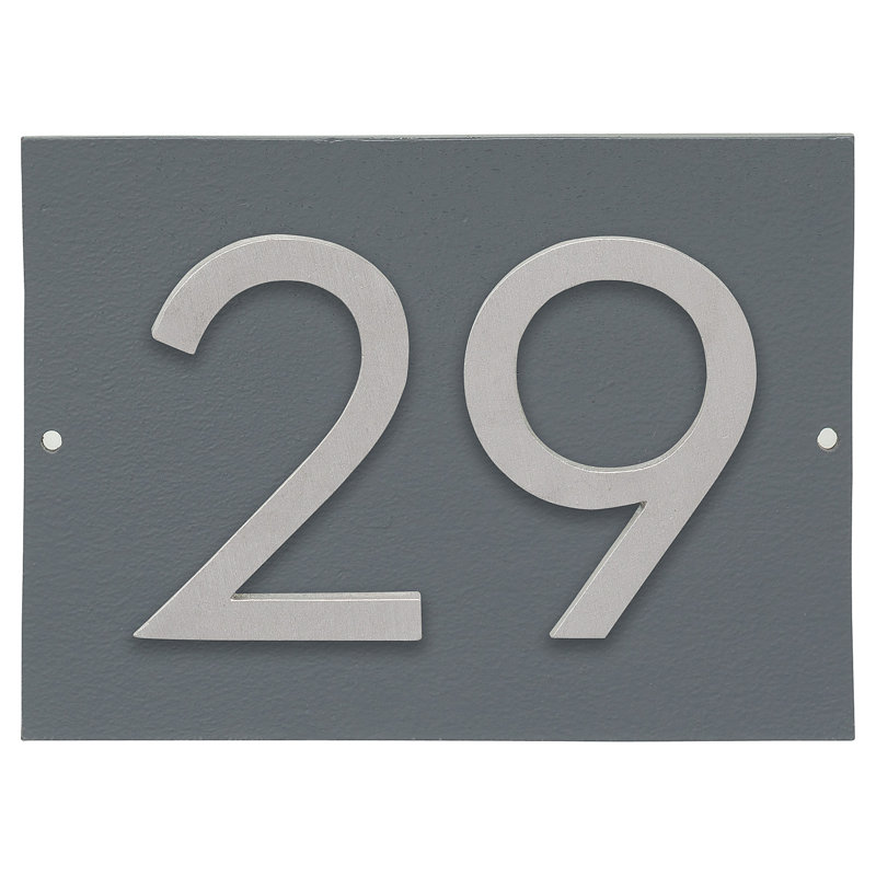 Plaque d’adresse murale sur 1 ligne flottante, Gris, Aluminium brossé, Oui