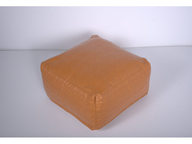 Bambo Faux Leather Rectangle Pouf, Gray, Gray