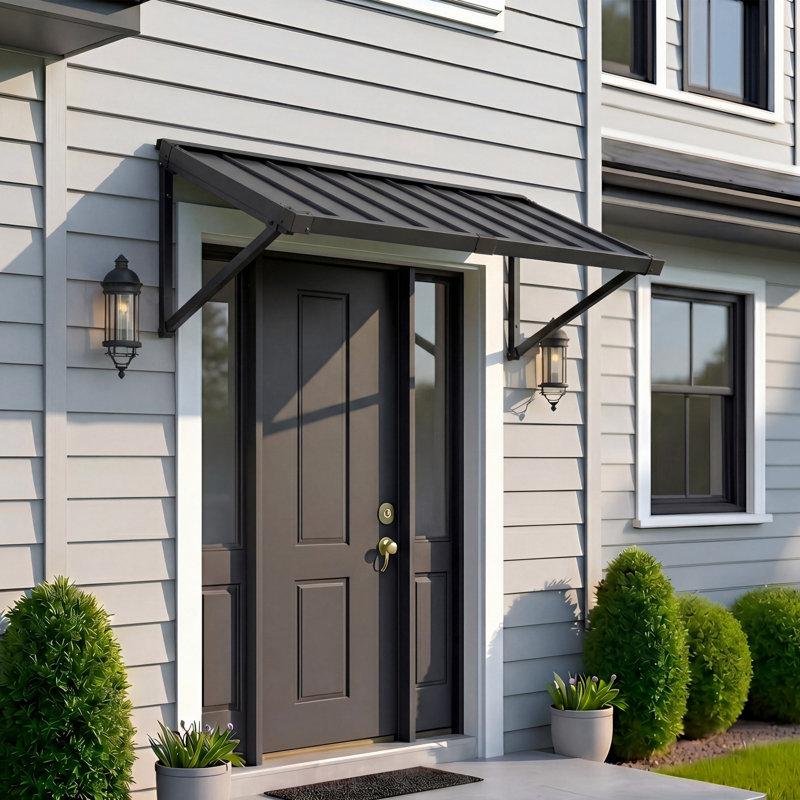 Powder-coated Metal Frame Standing Seam Fixed Window Awning All Weather Protection Door Canopy for Entrance, Windows, Porches, Balconies