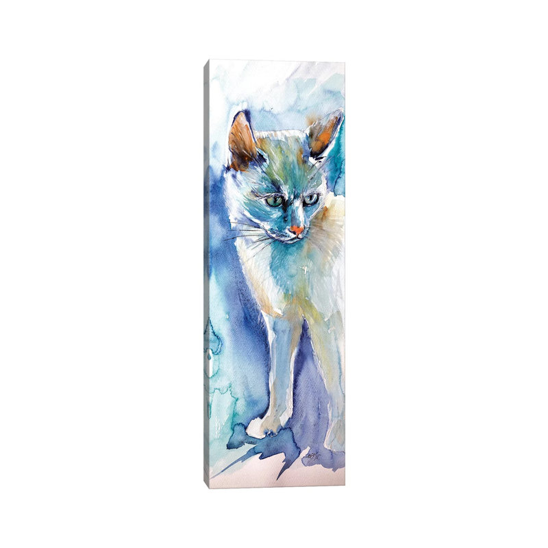 White Cat by Anna Brigitta Kovacs - Wrapped Canvas Panoramic Painting, 30.48 cm H x 91.44 cm W x 1.91 cm D