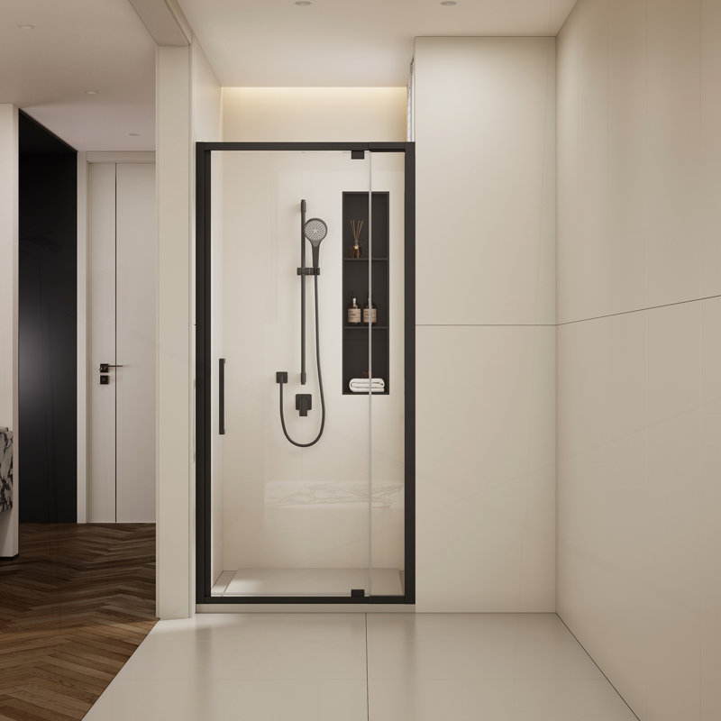 Porte de douche réglable polyvalente avec verre trempé de pointe et fabrication robuste en alliage d'aluminium