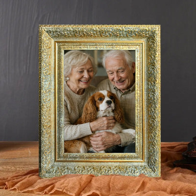 11" x 14" Antique Gold 3 PCS Polished Picture Frame for Bedroom Shelf Styling