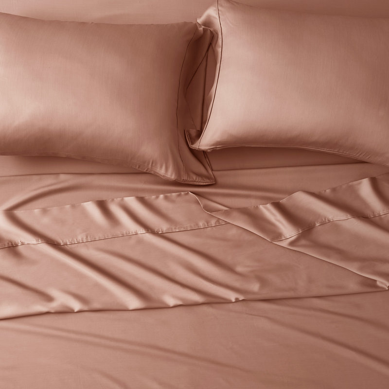 Tencel Sheet Set 4 Pieces, Light Gray, King Sheet Set + 1 Fitted Sheet + 2  Pillowcases