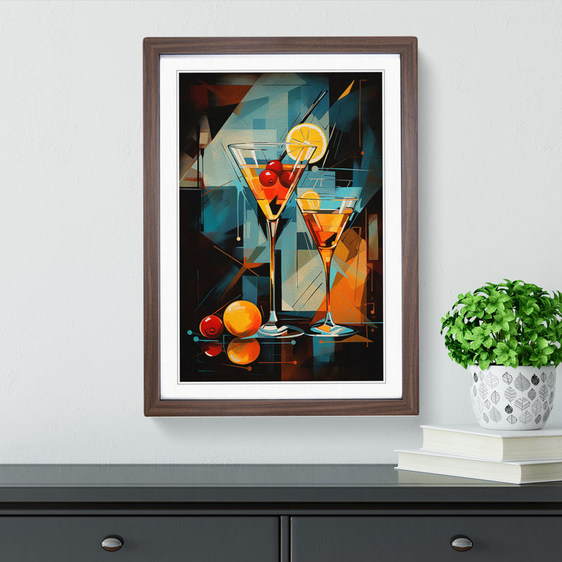 Single Picture Frame Print on Wood, Walnut Framed, 34cm H x 25cm W