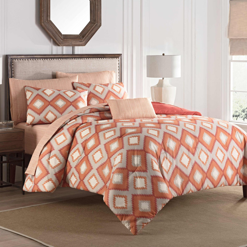 Argan Eclectic Polyester Geometric Shapes Comforter, King Comforter + 7 Additional Pieces