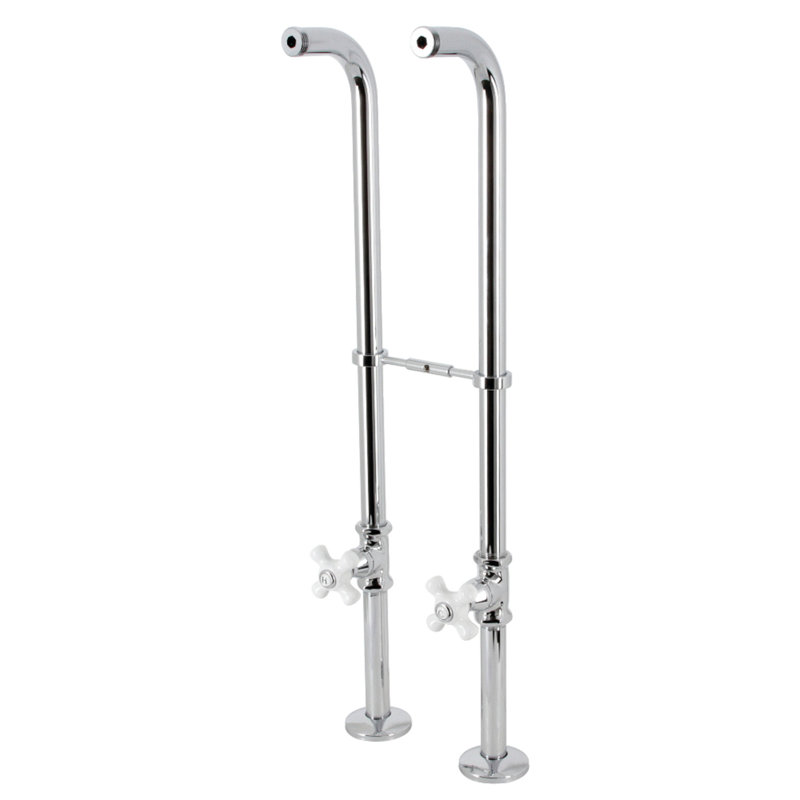 Kingston Brass Kingston Freestanding Supply Line with Stop Valve, Polished Chrome