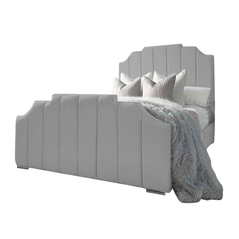 Tyrion Upholstered Bed Frame, Single (3'), Light Silver