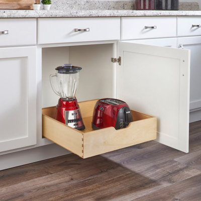 Rev-A-Shelf Pull Out Single Draw Organizer w/ Soft-Close for Kitchen Cabinets, Pantry Storage Spice Shelf Wood Box