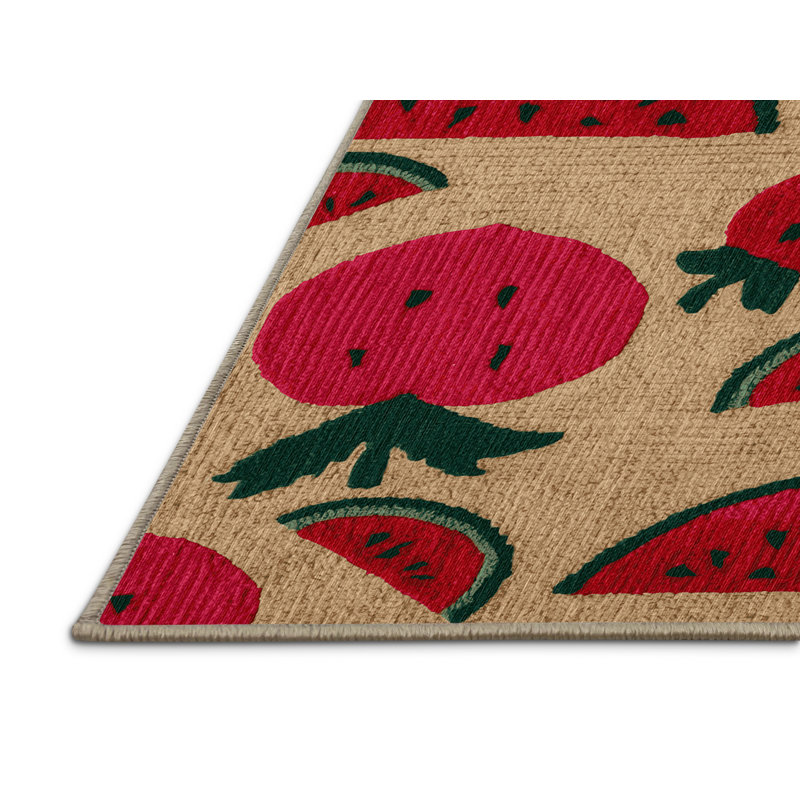  Tapis lavable à motif de radis et de melon d'eau, Rectangulaire 3 pi x 5 pi