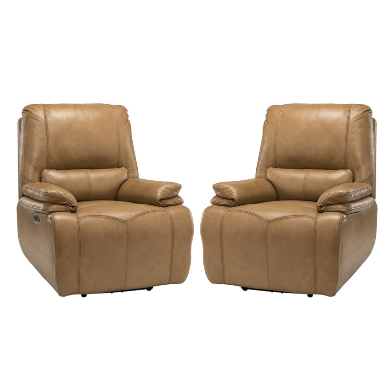 Fauteuil inclinable électrique en cuir véritable Ravello (ensemble de 2)