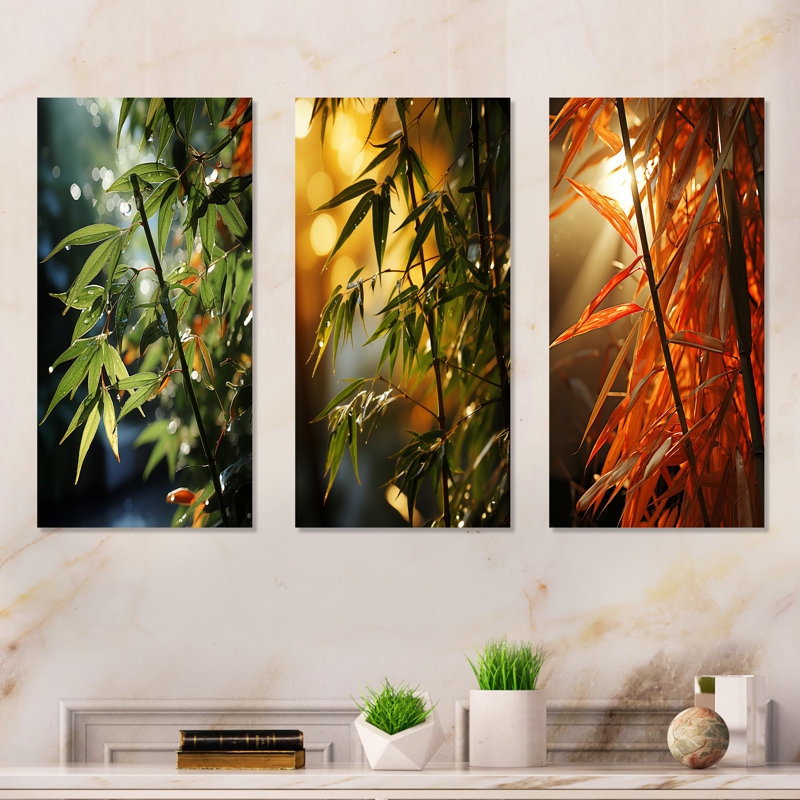 Bamboo Sunset Photography, H 28 po x l 36 po, Toile tendue
