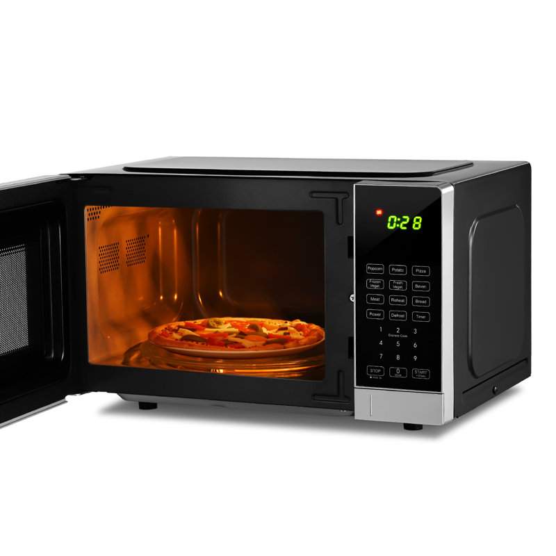 0.7 Cu. Ft. Countertop Microwave Oven, 900 Watts, 10 Power Levels, 8 One-touch Cooking Programs, Defrost Function, Child Safety Lock, Digital Led Display, Black