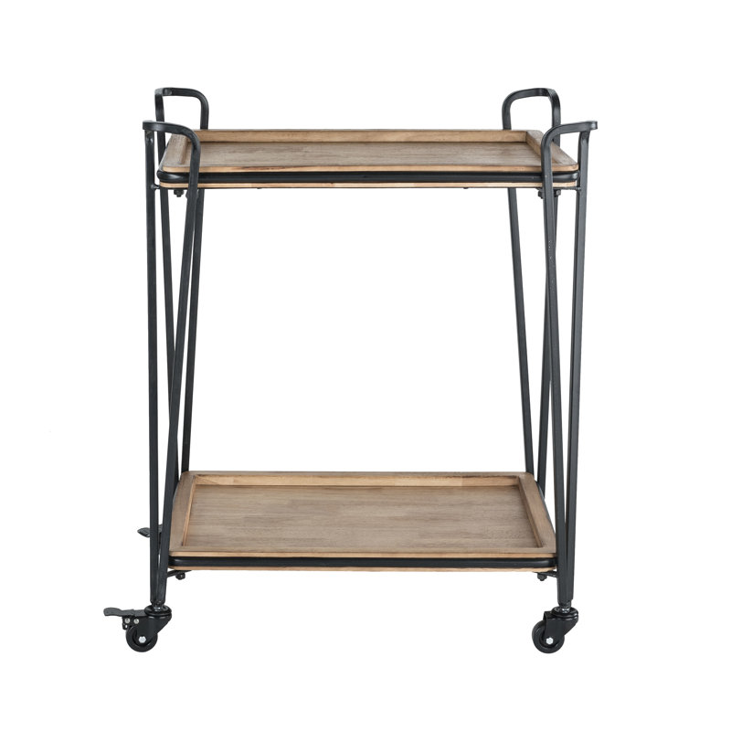 Cooper Black Metal and Wood Bar Cart with Storage