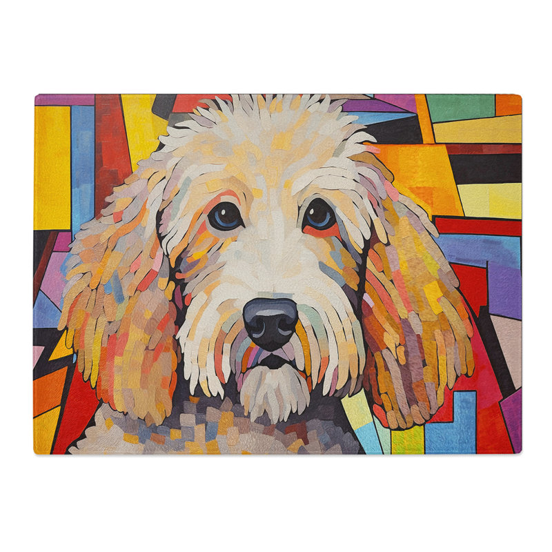 Labradoodle Constructivism No.2  Glass Chopping Board