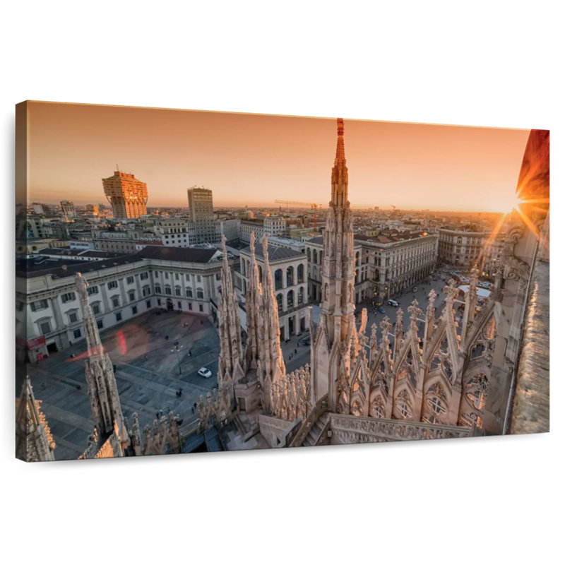 Coucher de soleil sur la place Milan, H 8 po x l 12 po