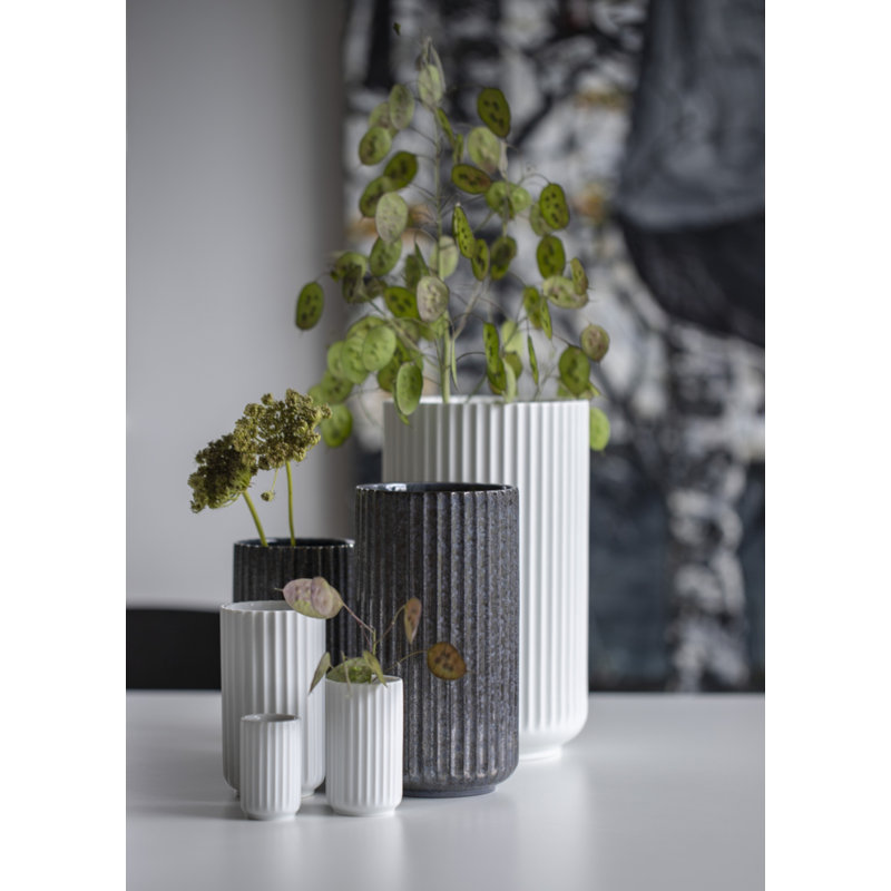 Handmade Glass Table Vase, White, 9.8" H x 5.9" W x 5.9" D