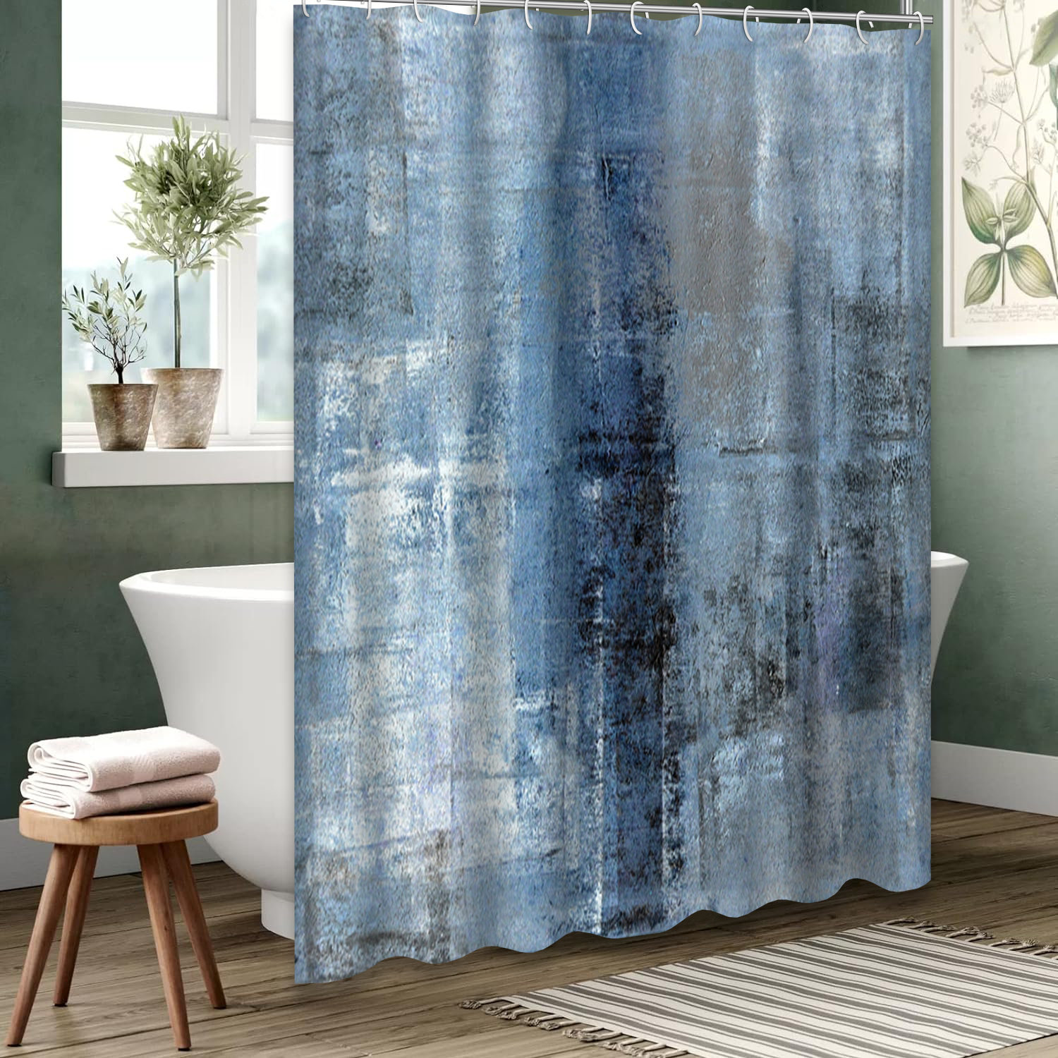 Gray Blue Shower Curtainnull