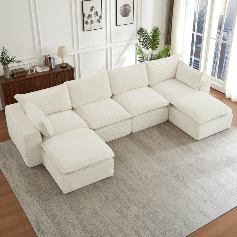 Canapé modulaire Cloud, 30,3 po H x 140,1 po L x 39,4 po P, 4, Blanc