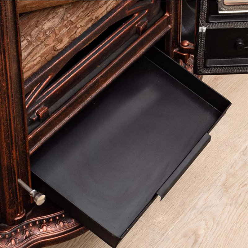 Foyer en fonte bronze, bois