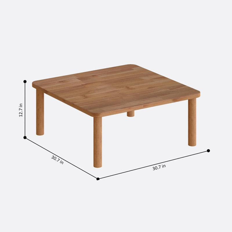Table basse carrée en bois massif Brooklyn - Table de salon épurée et minimaliste