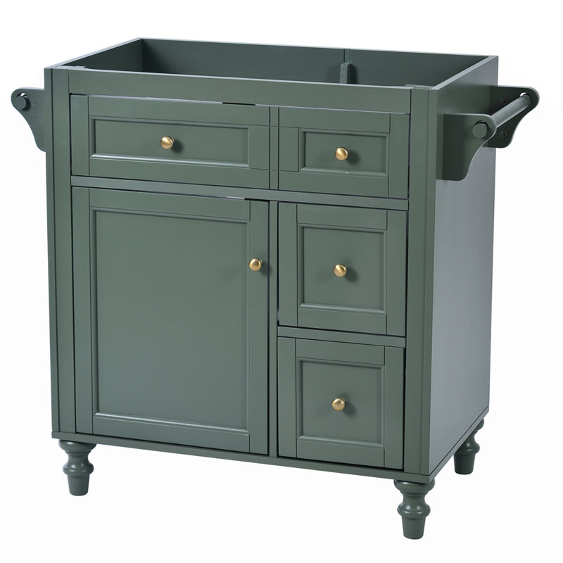 Meuble-lavabo de salle de bain sans lavabo supérieur, armoire de rangement de salle de bain avec 2 tiroirs et un tiroir basculant