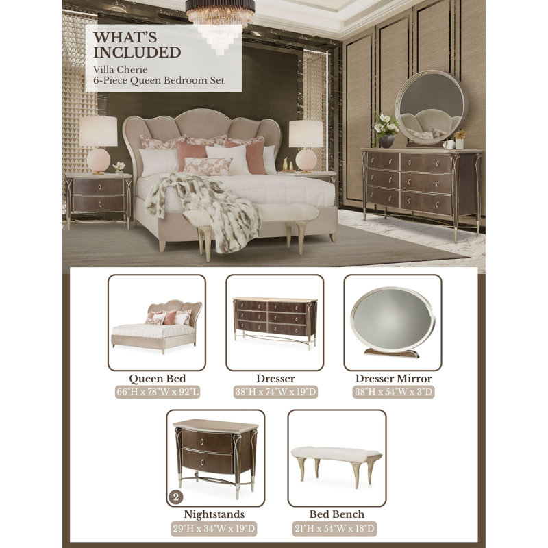 Villa Cherie 6-Piece Queen Bedroom Set, Queen